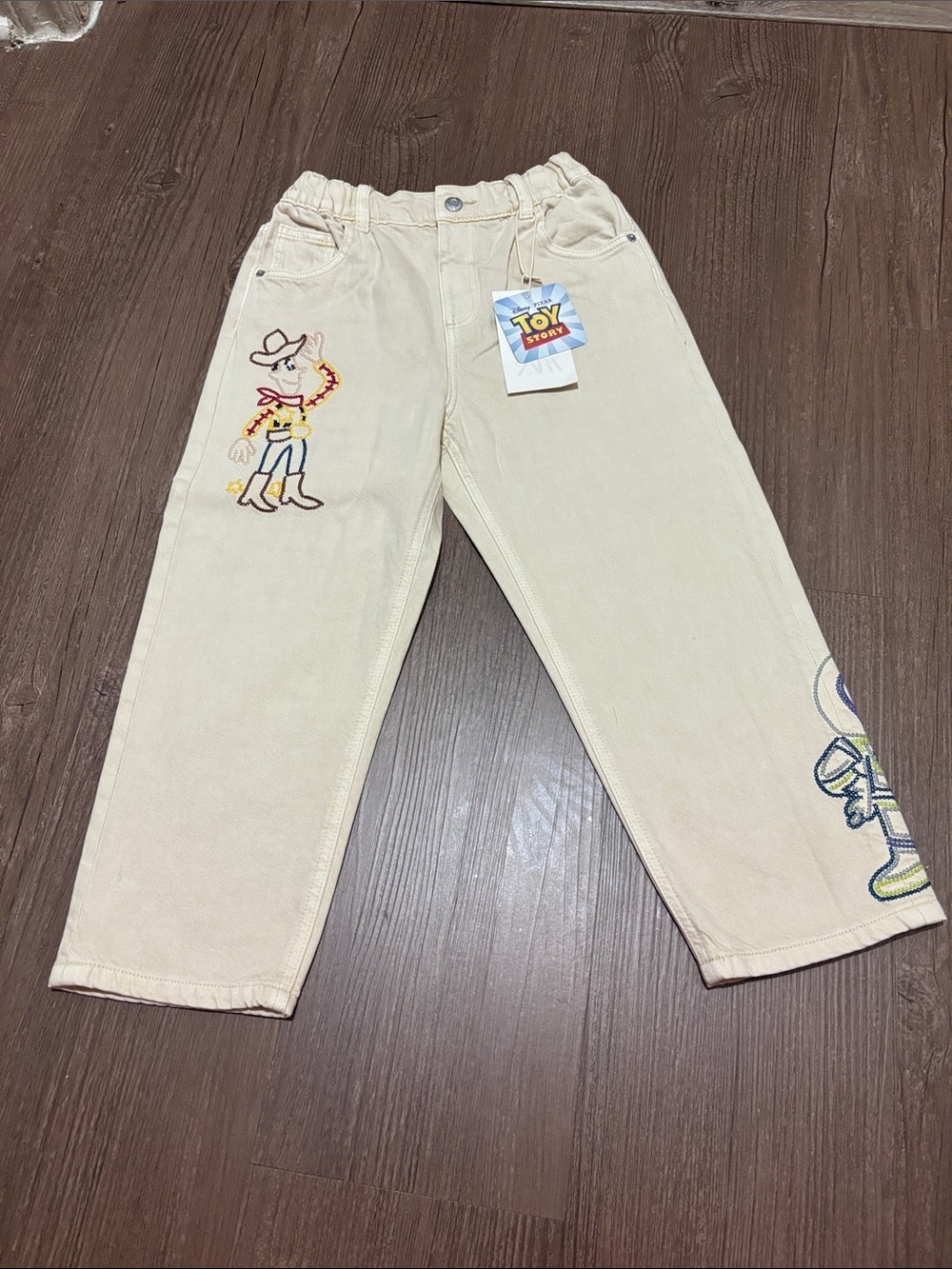 Zara Cream Corduroy Kids Pants with Toy Story Embroidery